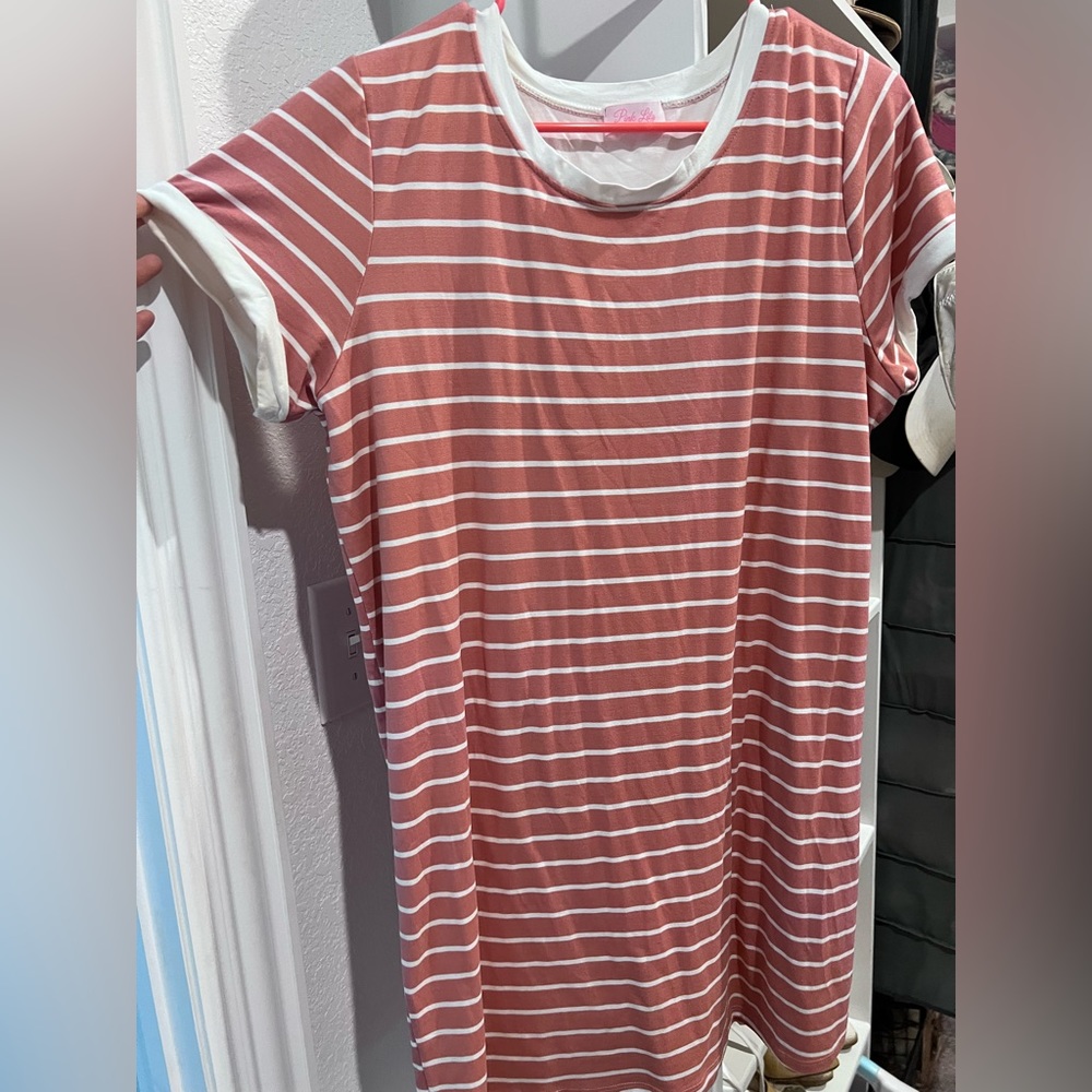 COPY - Pink Lily t shirt striped pink dress